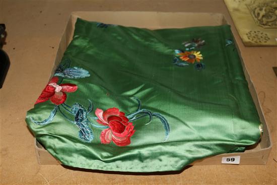 Chinese green embroidered curtain